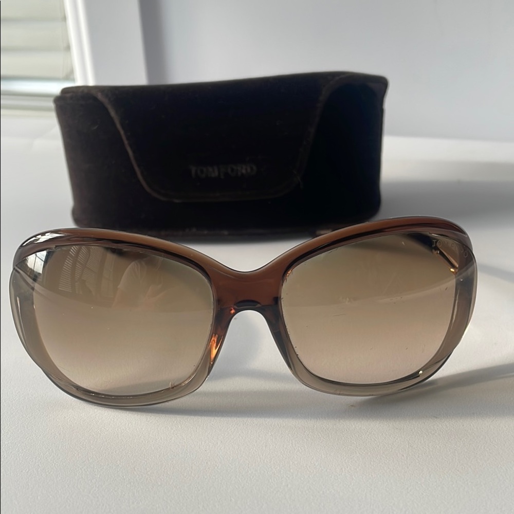 Tom Ford Brown Gradient Sunglasses Oversized Rectangular